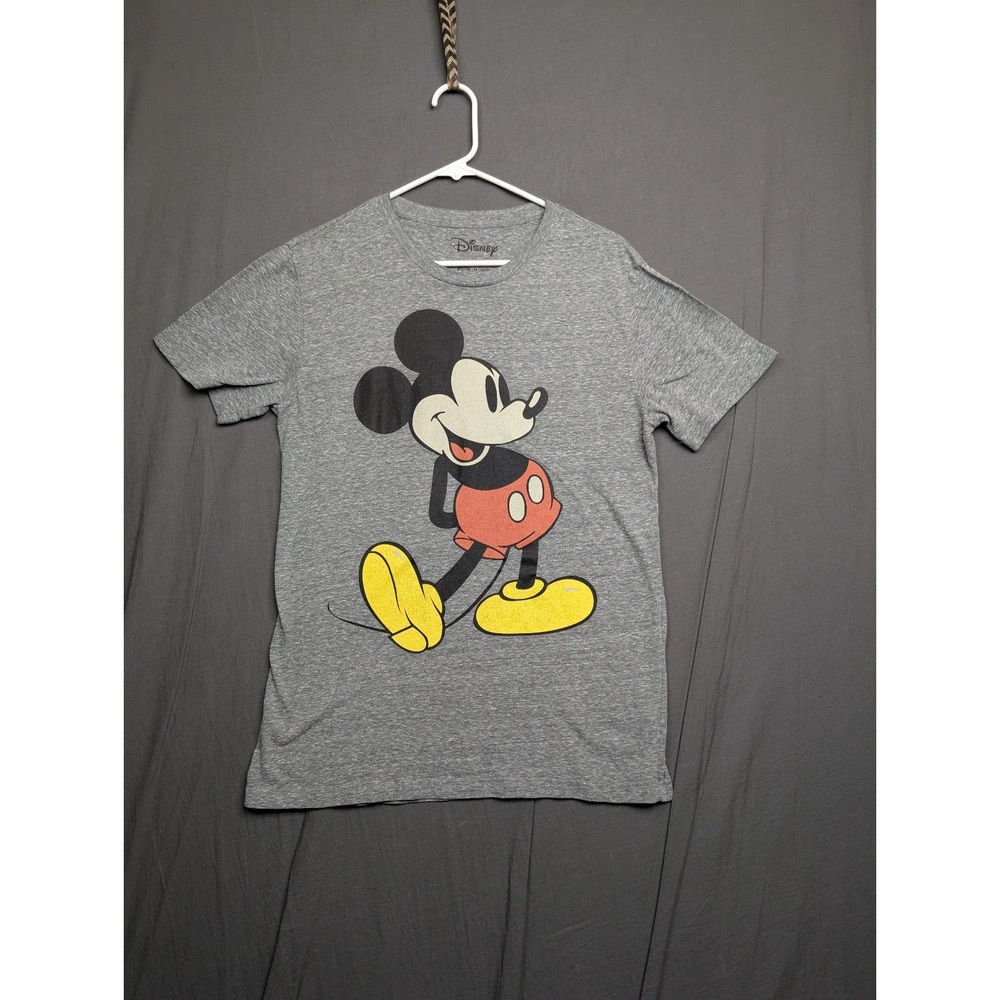 Disney Mickey Mouse T-Shirt Mens Medium Crew Neck‎ Graphic Tee Gray Short Sleeve